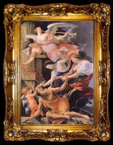 framed  Simon  Vouet Saturn,Conquered by Amor venus and hope, ta009-2